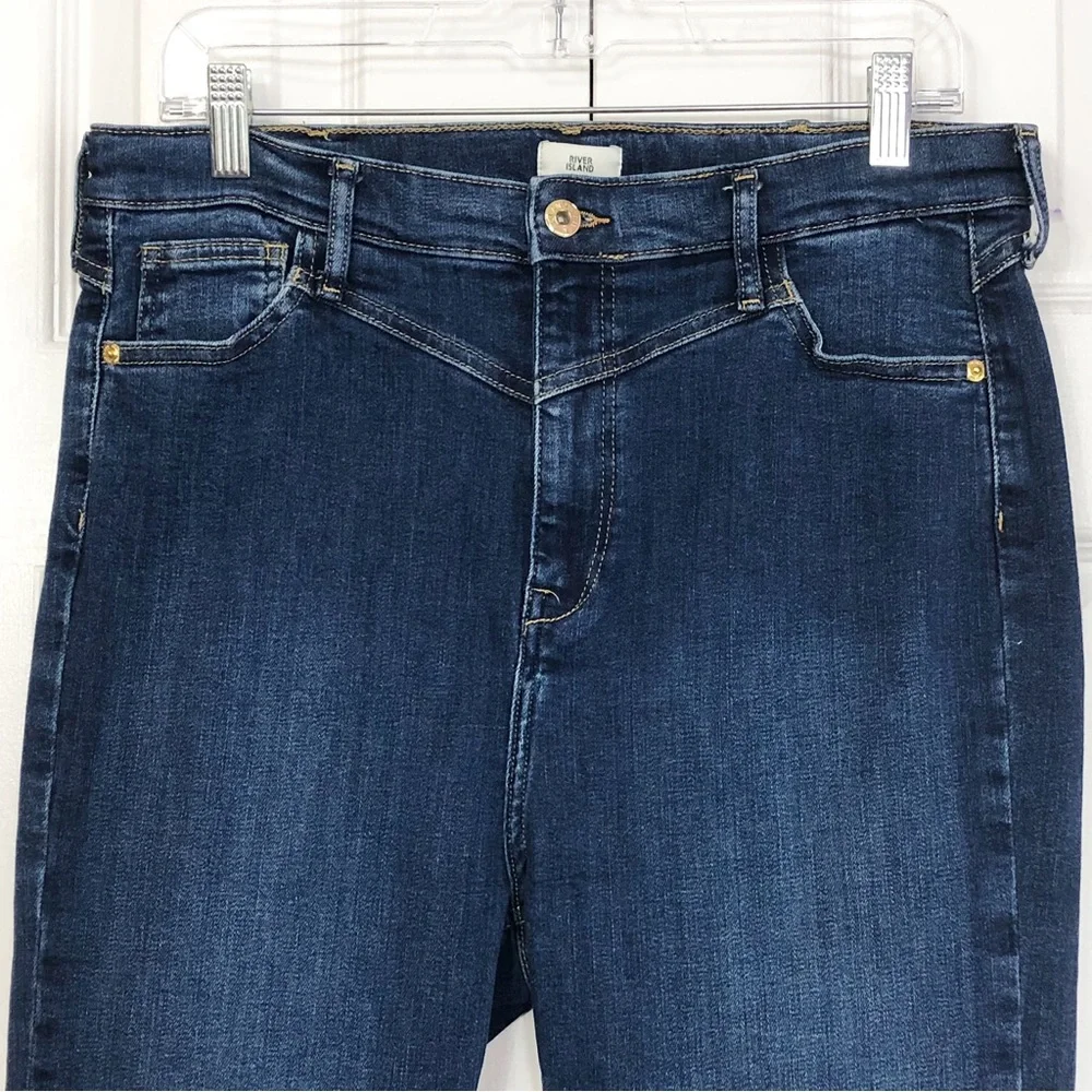 River Island Plus Dark Wash Denim High-Rise Skinny Ankle Jeans 14
